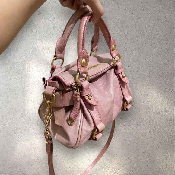 AUTHENTIC VTG Miu Miu Vitello Lux Mini Bow Bag in Loto Pink Leather - Picture 3 of 10